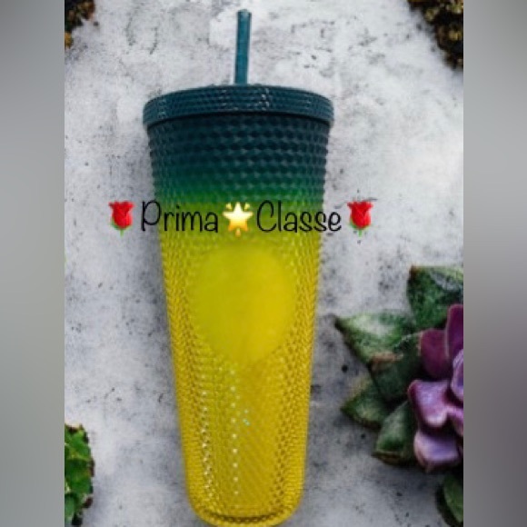 Starbucks Ombre Lemongrass Hombre Yellow Blue Studded Tumbler Cup 24oz 2023 NWT - Picture 5 of 11
